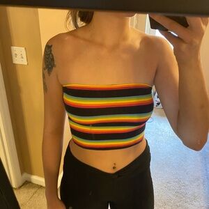 Black and rainbow Fitted Crop Top